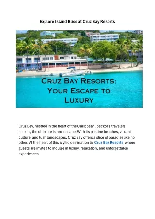 Explore Island Bliss at Cruz Bay Resorts