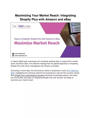 Maximizing Your Market Reach - Integrating Shopify Plus with Amazon and eBay