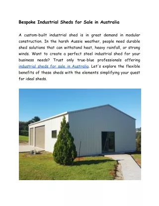 Industrial Sheds for Sale in Australia