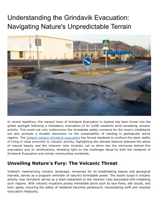 Understanding the Grindavik Evacuation_ Navigating Nature's Unpredictable Terrain