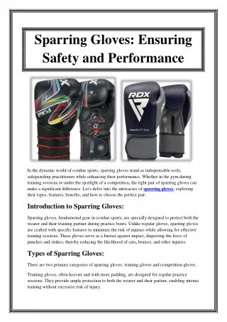 Sparring Gloves Ensuring Safety and Performance