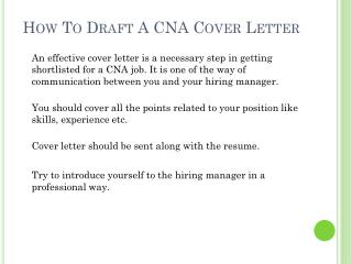 How To Draft CNA Cover Letter
