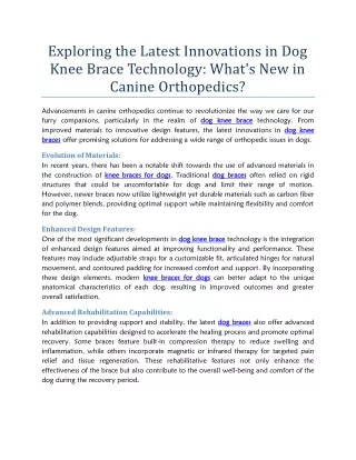 Exploring the Latest Innovations in Dog Knee Brace Technology What's New in Canine Orthopedics