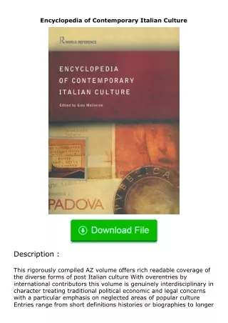 (❤️pdf)full✔download Encyclopedia of Contemporary Italian Culture