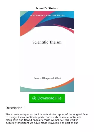 Download⚡PDF❤ Scientific Theism