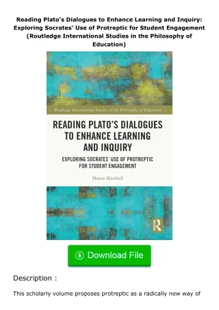 (❤️pdf)full✔download Reading Plato's Dialogues to Enhance Learning and Inquiry
