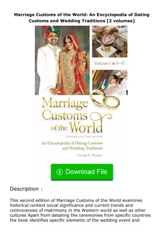 pdf❤(download)⚡ Marriage Customs of the World: An Encyclopedia of Dating Custo