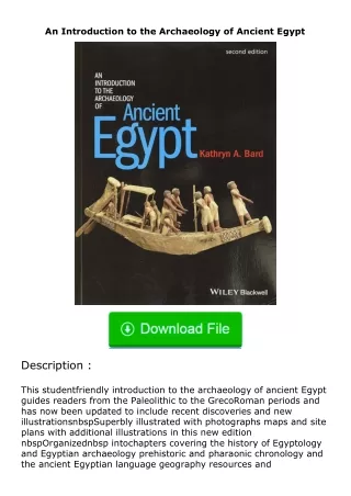 pdf❤(download)⚡ An Introduction to the Archaeology of Ancient Egypt