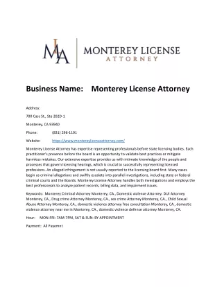 Monterey License Attorney