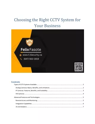 Choosing the Right CCTV System for Your Business