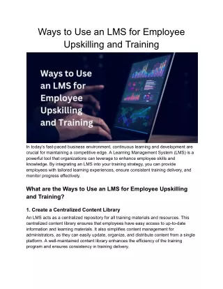 Ways to Use an LMS for Employee Training and Upskilling