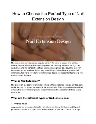 How to Choose the Perfect Type of Nail Extension Design