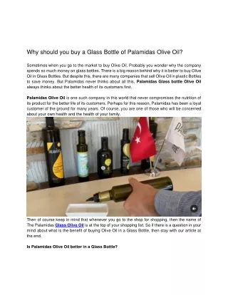 Why should you buy a Glass Bottle of Palamidas Olive Oil