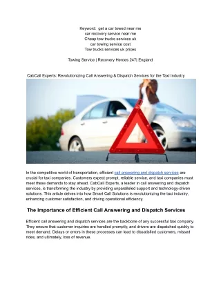 Cab Call And Taxi Services – Call Answering & Dispatch Services