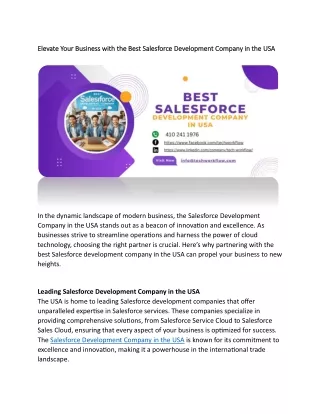 Salesforce Development Company in the USA