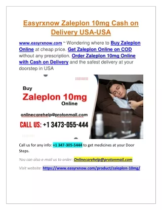 Easyrxnow Zaleplon 10mg Cash on Delivery USA-USA