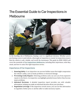 The Essential Guide to Car Inspections in Melbourne
