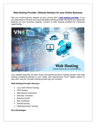 Web Hosting Provider Ultimate Solution for your Online Business