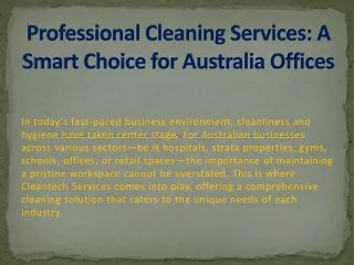 Professional Cleaning Services A Smart Choice for Australia Offices
