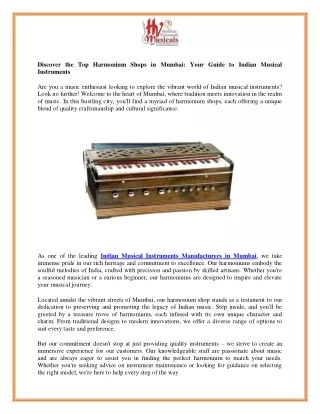 Top Indian Musical Instruments Manufacturers and Harmoniums Shop in Mumbai - Haribhaumusical