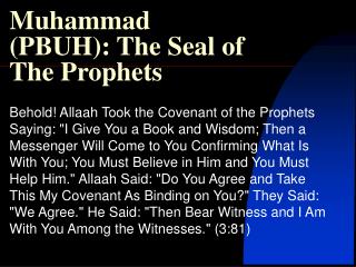 Muhammad (PBUH): The Seal of The Prophets