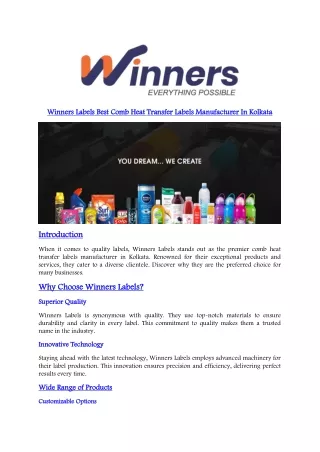 Winners Labels Best Comb Heat Transfer labels manufacturer in kolkata