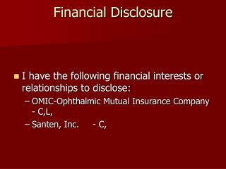 Financial Disclosure