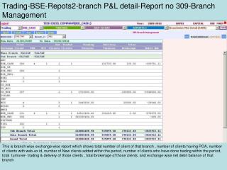 Trading-BSE-Repots2-branch P&amp;L detail-Report no 309-Branch Management