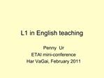 The use of L1 in English teaching