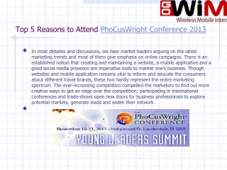 Top 5 Reasons to Attend PhoCusWright Conference 2020