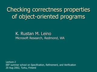 Checking correctness properties of object-oriented programs