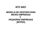 NTC 6001 MODELO DE GESTI N PARA MICRO EMPRESAS Y PEQUE AS EMPRESAS MYPES