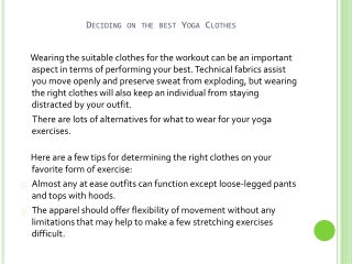 Tips on deciding on the best Yoga Clothes