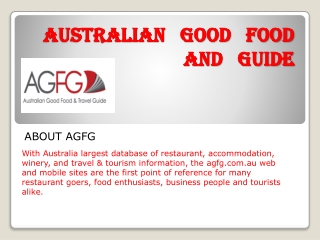 AGFG: Darwin Restaurants