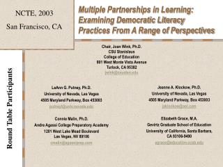 Multiple Partnerships in Learning: Examining Democratic Literacy Practices From A Range of Perspectives