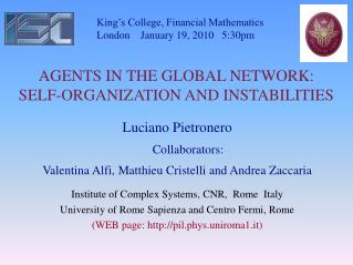 AGENTS IN THE GLOBAL NETWORK: SELF-ORGANIZATION AND INSTABILITIES