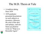 The M.D. Thesis at Yale