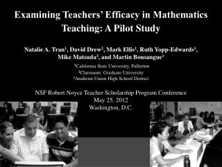 Examining Teachers’ Efficacy in Mathematics Teaching: A Pilot Study
