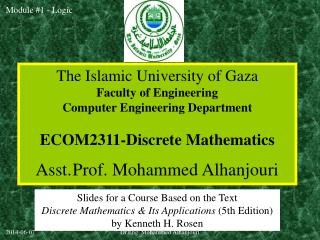 The Islamic University of Gaza Faculty of Engineering Computer Engineering Department ECOM2311-Discrete Mathematics Asst
