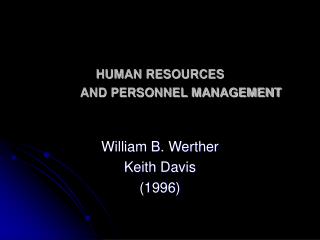 HUMAN RESOURCES AND PERSONNEL MANAGEMENT