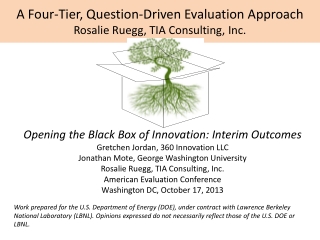 A Four-Tier, Question-Driven Evaluation Approach Rosalie Ruegg, TIA Consulting, Inc.