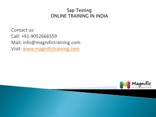 SAP Testing online training in india@magnifictraining.com