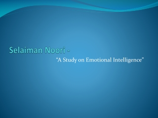 A Study on Emotional Intelligence