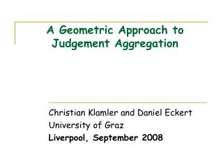 A Geometric Approach to Judgement Aggregation