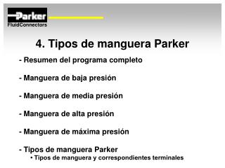 4. Tipos de manguera Parker