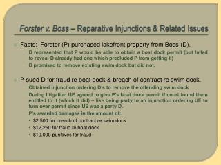 Forster v. Boss – Reparative Injunctions &amp; Related Issues