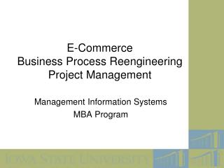 E-Commerce Business Process Reengineering Project Management