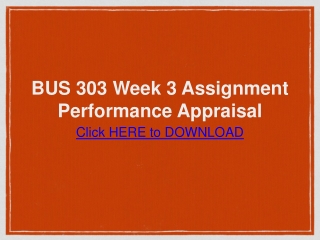 BUS 303 Week 3 Assignment Performance Appraisal