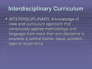 Interdisciplinary Curriculum