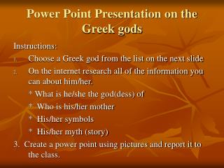 Power Point Presentation on the Greek gods